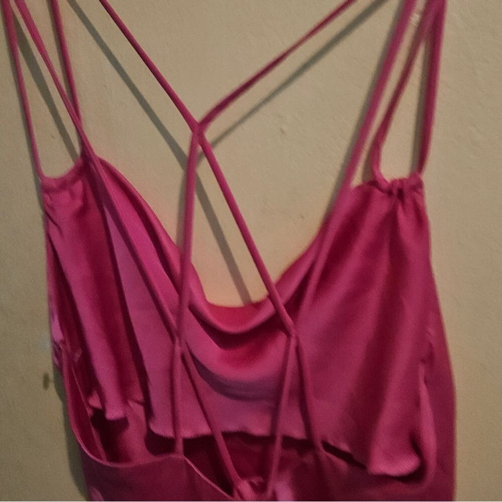 Zara Satin Slip Dress with Criss Cross Back Blogger Favorite in Pink - Picture 9 of 12